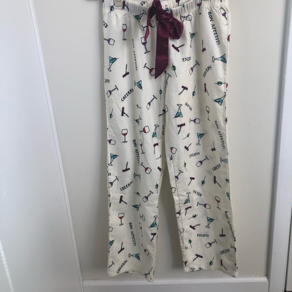 Nautica Flannel Loungewear Sleepwear Pjs Printed Cocktails Wine Martini - Picture 2 of 6